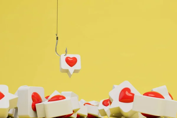 Das Konzept Des Verliebtseins Ein Knopf Mit Herz Einem Eisernen — Stockfoto
