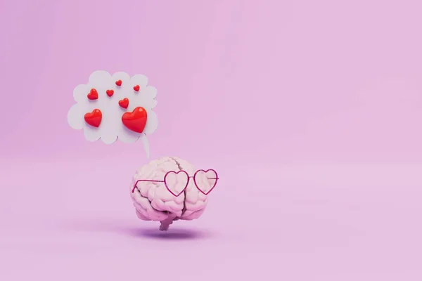 Szeretet Kinyilatkoztatása Egy Rózsa Színű Szemüveges Agy Egy Pasztell Hátterű — Stock Fotó