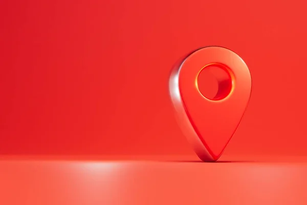 Red Gps Point Red Background Copy Paste Copy Space Render — Stock Photo, Image