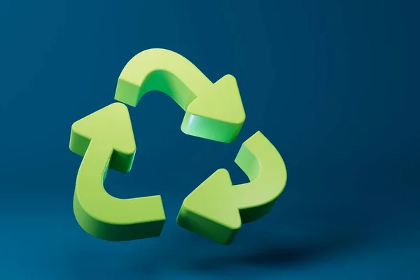 グリーン段ボールリサイクルシンボル 生態学と紙のリサイクルの概念 3Dレンダリング — ストック写真
