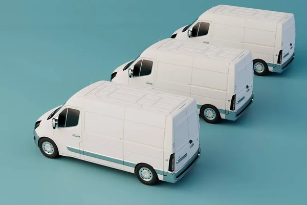 the concept of transportation of parcels by trucks. trucks on a turquoise background. 3D render.
