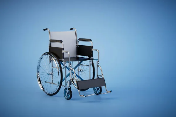 障害者の移動のための交通手段です 青い背景の車椅子です 3Dレンダリング — ストック写真