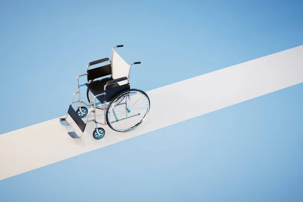 Pas Ruchu Osób Niepełnosprawnych Jest Wózek Inwalidzki Białym Pasku Niebieskim — Zdjęcie stockowe