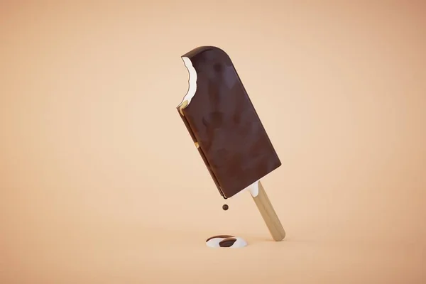 Chocolate Ice Cream Stick Pastel Background Render — Stock Photo, Image