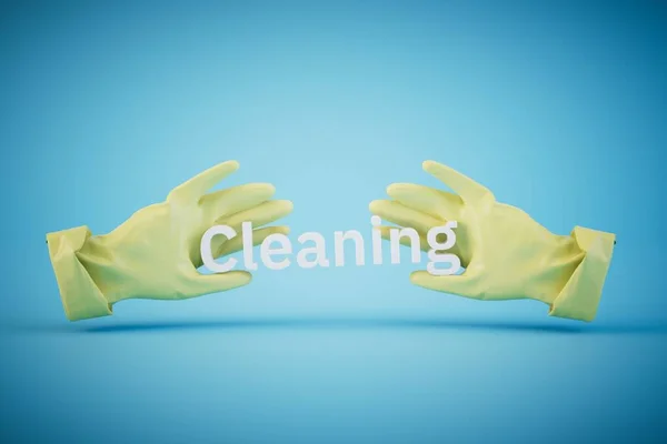 Temizlikten Para Kazanma Kavramı Temizlik Için Lastik Eldivenler Yazıt Temizliği — Stok fotoğraf