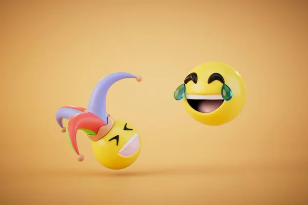 Een Emoji Een Nar Hoed Een Lachend Smiley Gezicht Een — Stockfoto