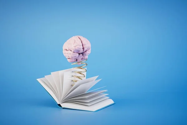 Het Concept Van Permanente Educatie Een Open Boek Waaruit Hersenen — Stockfoto