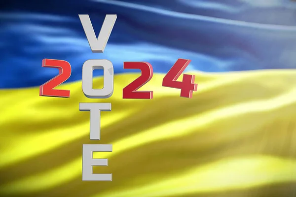 Президентські Вибори Україні 2024 Напис Голосуй 2024 Тлі Українського Прапора — стокове фото