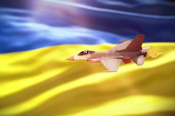 Szkolenie Ukraińskich Pilotów Samolot Tle Flagi Ukrainy Renderowanie — Zdjęcie stockowe