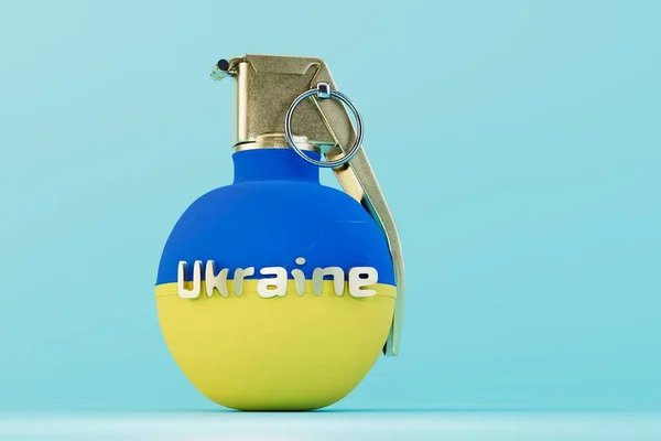 Війна Україні Гренада Кольорах Прапора України Напису Україна Render — стокове фото