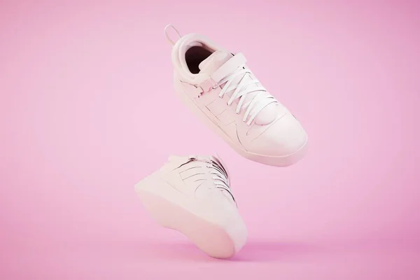White Sneakers Pastel Background Render — Stock Photo, Image