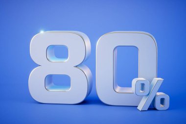 Yazıtın% 80 'i mavi arka planda. 3 Boyutlu Hazırlama.