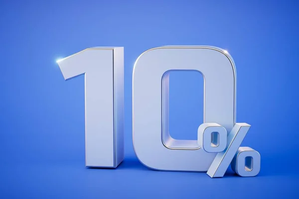 Popüler ürünlerde indirim. Mavi arka planda% 10 harf var. 3 Boyutlu Hazırlama.