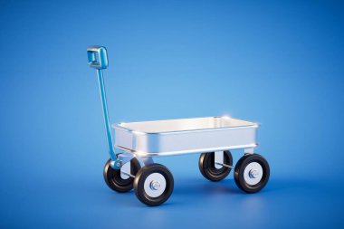 Tramvay mavi arka planda izole edilmiş. kopyalama alanı. 3 Boyutlu Hazırlama.