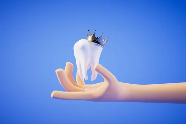Das Konzept Der Installation Von Zahnkronen Die Hand Der Der — Stockfoto
