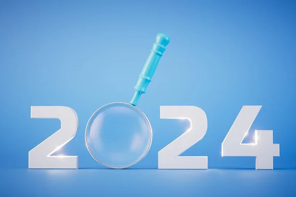 Grandes Planos Para 2024 Inscrição 2024 Com Uma Lupa Vez — Fotografia de Stock