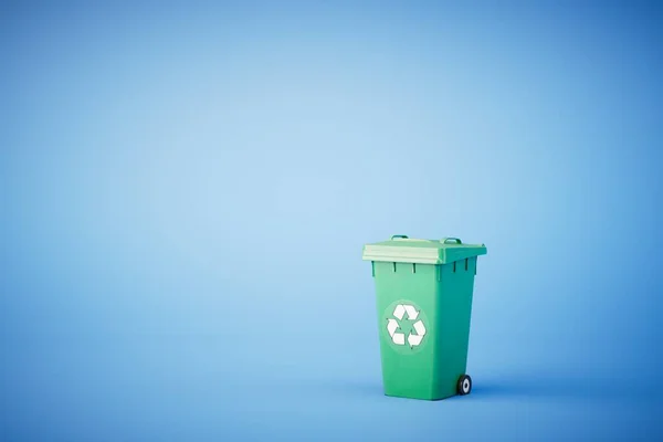 Έννοια Της Ανακύκλωσης Αποβλήτων Ένας Κάδος Σκουπιδιών Ένα Εικονίδιο Ανακύκλωσης — Φωτογραφία Αρχείου