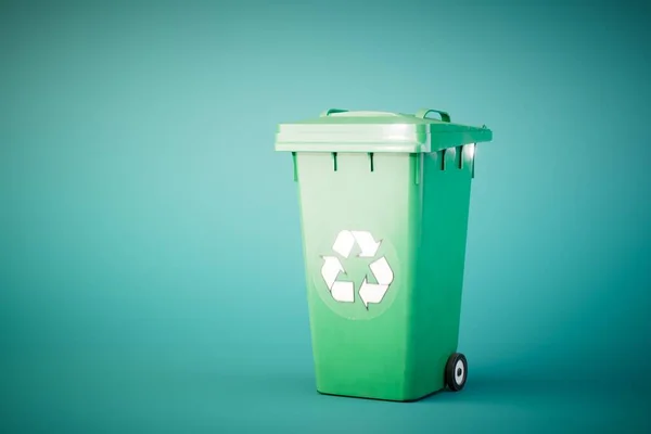 Concept Recyclage Des Déchets Une Poubelle Avec Une Icône Recyclage — Photo