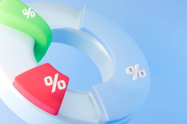 Faiz oranı bilgisi. Başarılı iş konsepti. 3 boyutlu görüntüleme. resimleme.