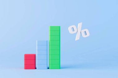 Faiz oranı bilgisi. Başarılı iş konsepti. 3 boyutlu görüntüleme. resimleme.