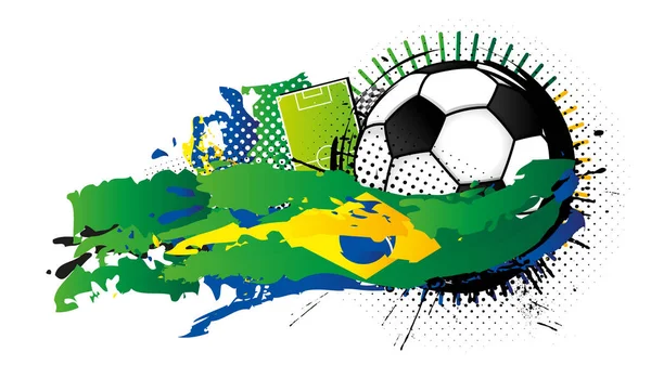 과백인 푸른색 노란색으로 뒤쪽에 축구장 브라질 국기를 형성하고 Vector Image — 스톡 벡터