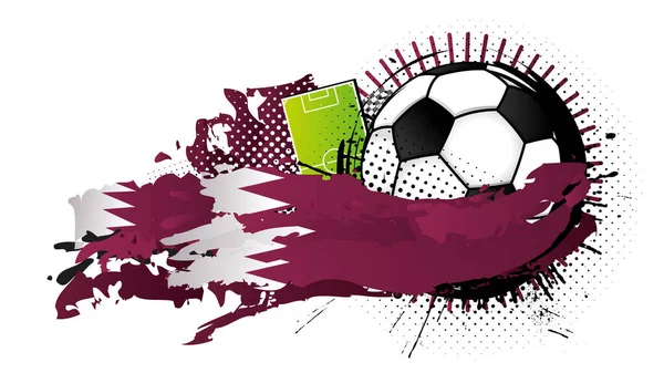 하얀색 축구공 흰색으로 경기장 카타르의 국기를 형성하고 Vector Image — 스톡 벡터