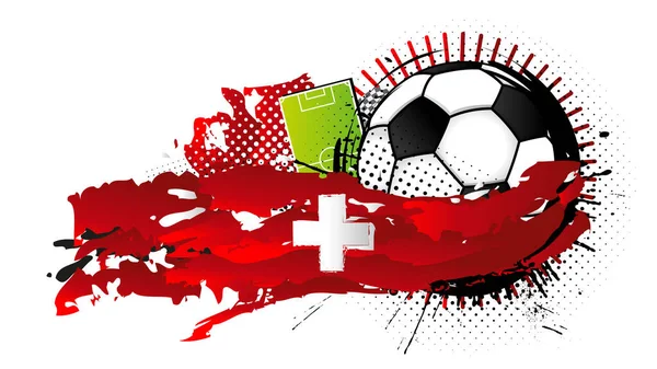 하얀색 축구공 흰색으로 경기장 스위스의 국기를 Vector Image — 스톡 벡터