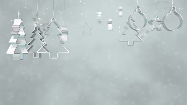 Reflexní Stříbrné Vánoční Stromeček Hvězda Žárovky Ozdoby Visí Jemně Rotuje — Stock video
