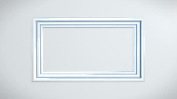 Concentric Frames White Wall Blue Shadow Light Effect White Frames — Vídeos de Stock