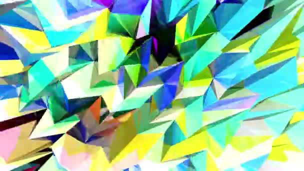 黄色の結晶の外観と変形反射三角形の抽象的なテクスチャ ループシーケンス 3Dアニメーション — ストック動画