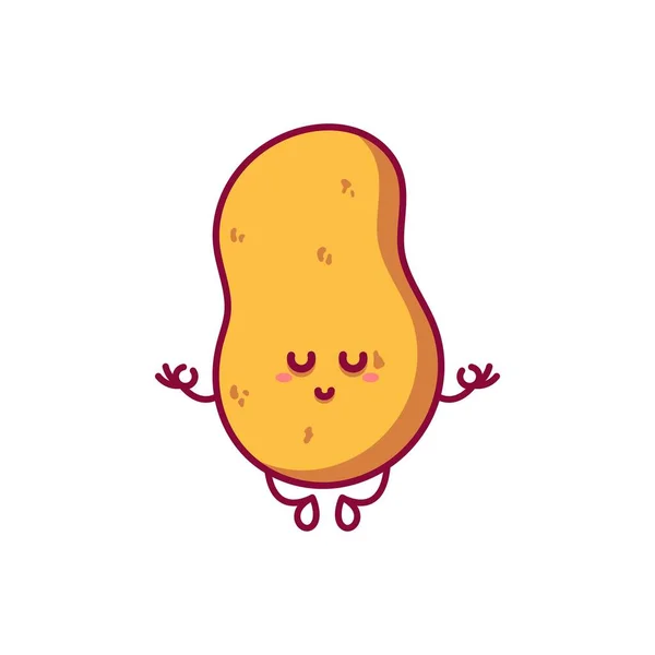 Glücklich Niedlich Lächelnde Kartoffel Vektor Flache Zeichentrickfigur Illustration Icon Isolated — Stockvektor