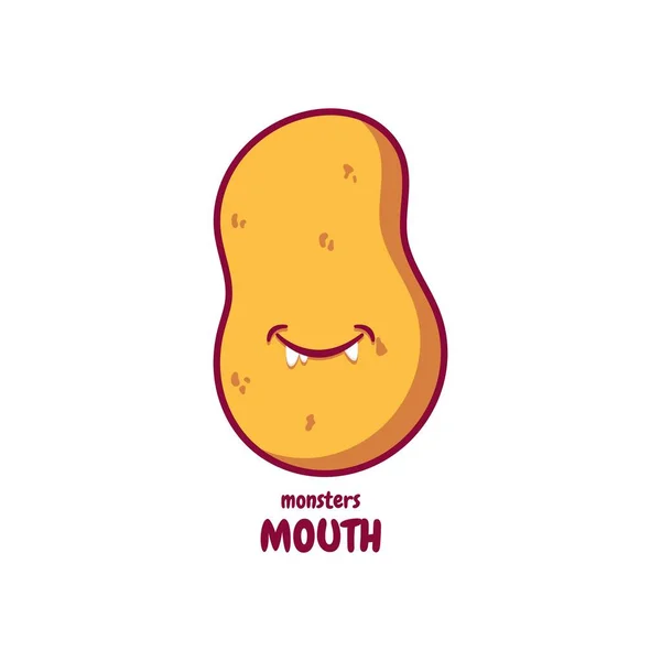 Glücklich Niedlich Lächelnde Kartoffel Vektor Flache Zeichentrickfigur Illustration Icon Isolated — Stockvektor