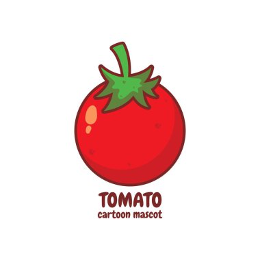 Sevimli komik domates karakteri. Vektör el çizimi çizgi film kawaii karakter çizimi simgesi. Beyaz arka planda izole edilmiş. Domates çizgi film karakteri konsepti