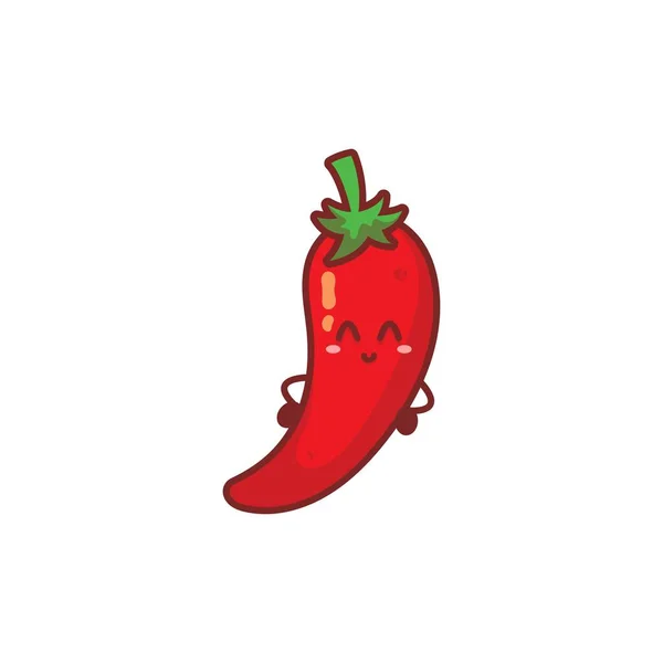 Słodka Zabawna Szczęśliwa Papryka Chili Wektor Ręcznie Rysowane Postacie Kreskówek — Wektor stockowy