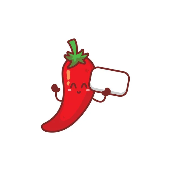 Cute Funny Happy Chili Pepper Vector Hand Drawn Cartoon Kawaii — Stock Vector