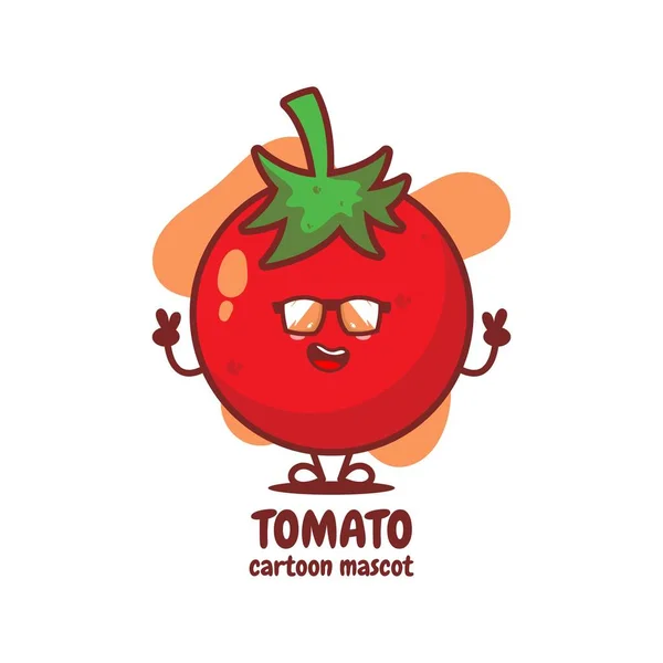 Niedliche Lustige Tomaten Charakter Vector Handgezeichnete Karikatur Kawaii Charakter Illustration — Stockvektor