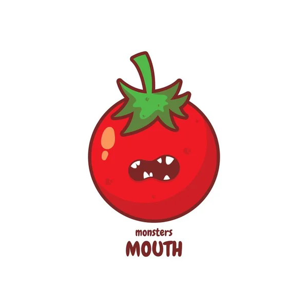 Niedliche Lustige Tomaten Charakter Vector Handgezeichnete Karikatur Kawaii Charakter Illustration — Stockvektor