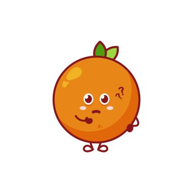Orange. Cute fruit character vector set isolated on white