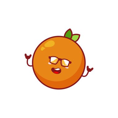 Orange. Cute fruit character vector set isolated on white
