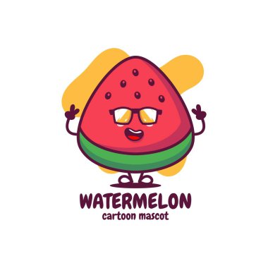 Komik, sevimli, mutlu karpuz karakterler seti. Vector kawaii çizgi film stili çizimi. Şirin karpuz maskotu karakter koleksiyonu