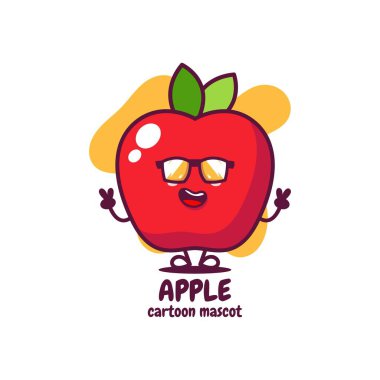 Şirin, komik elma, spor salonu seti koleksiyonu. Vektör düz çizgi çizgi film Kawaii karakter resimleme simgesi. Beyaz arka planda izole edilmiş. Apple meyve egzersizi karakter paketi konsepti