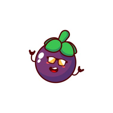 Set collection of cute mangosteen mascot design character. Isolated on a white background. Cute character mascot logo idea bundle concept