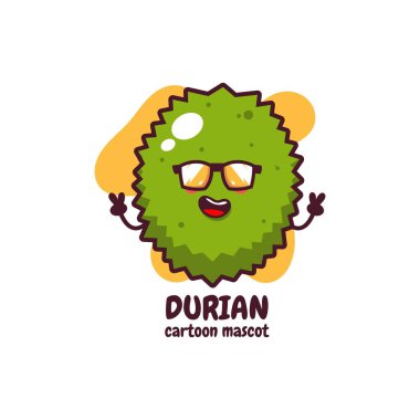 Vintage meyve afiş tasarımı vektör durian karakteri ile.