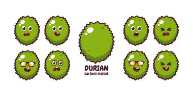 Vintage meyve afiş tasarımı vektör durian karakteri ile.