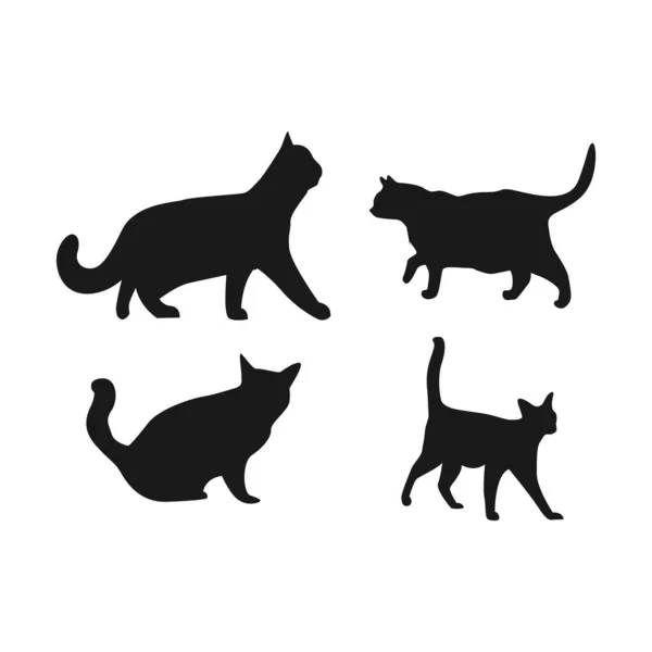 Vector Isolierte Katzensilhouette Logo Druck Dekorative Aufkleber — Stockvektor