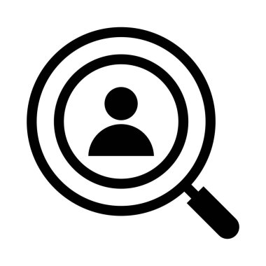 Simge vektörünü ara. Bir konsept buldum. Büyüteç beyaz arka planda izole edilmiş. Web, web sitesi, mobil uygulama için düz tasarım biçimi