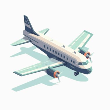  Uçak 3D izometrik çizim. Düz 3d izometrik yüksek kalite ulaşım