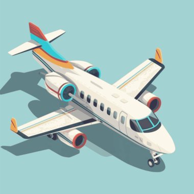  Uçak 3D izometrik çizim. Düz 3d izometrik yüksek kalite ulaşım