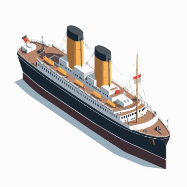 Vektör izometrik simge seti veya düşük poli kargo konteynır gemisi, petrol tankeri gemisi, yolcu yolcu yolcu yolcu gemisi, araba ve petrol platformlarıyla dolu feribot