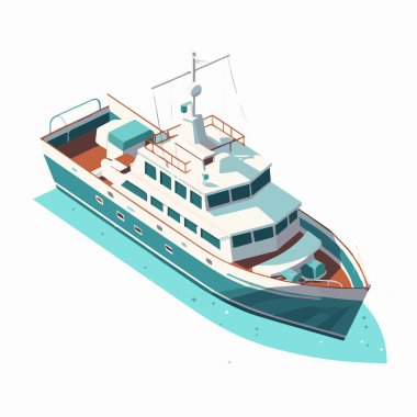 Vektör izometrik simge seti veya düşük poli kargo konteynır gemisi, petrol tankeri gemisi, yolcu yolcu yolcu yolcu gemisi, araba ve petrol platformlarıyla dolu feribot